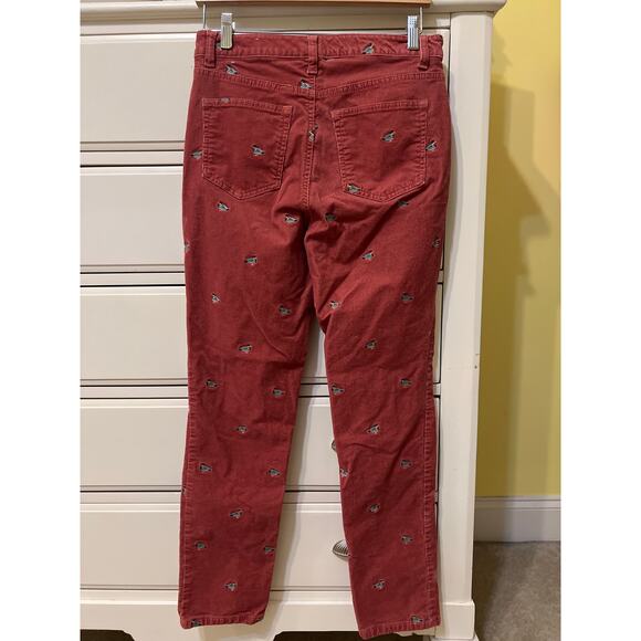 Talbots Stretch Corduroy Straight Leg Mallard Embroidered Pants Size 4 Petite - Picture 6 of 9